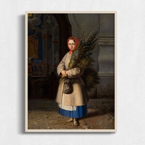 Vintage Printable Painting of Girl, Antique Portrait Digital Art Download