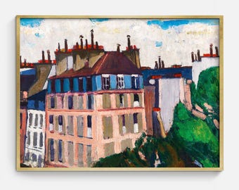 Printable Paris Wall Art, Parisian Art Landscape Digital Download, Downloadable Pink Girly Artwork