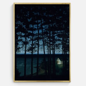 Vintage Haunted House Painting: Spooky Printable Wall Art (Digital Download)