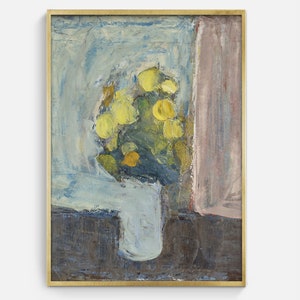 Dipinto a olio floreale d&#39;epoca: natura morta con fiori in vaso (download digitale)
