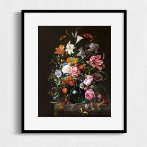 Moody Floral Still Life Art Print, Vintage Still Life Painting Print - Etsy