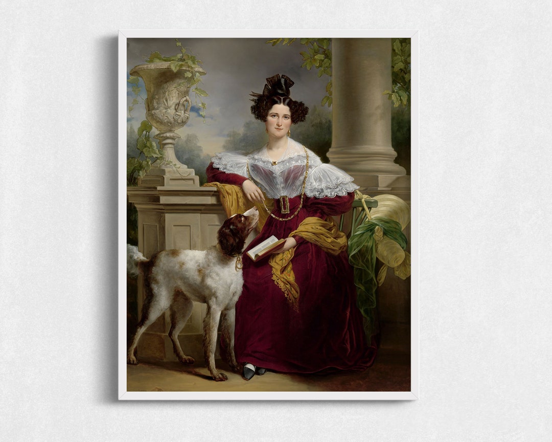 犬と女性の油彩画 金色フレーム 絵画 ファッション 通販ホビー・楽器・アート - 犬と女性の油彩画