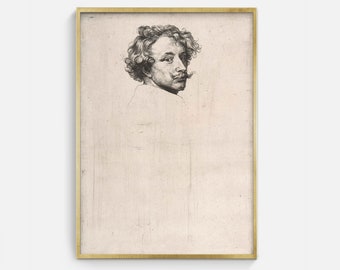 Vintage Portrait Sketch: Albert, Antique Man Art (Digital Download)