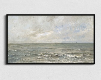 Vintage Seascape Painting Download Samsung Frame TV, Digital Ocean Art Samsung The Frame TV