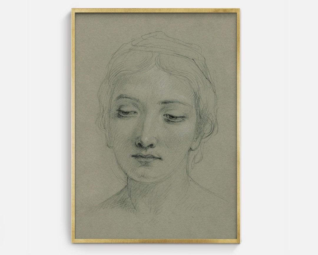 Vintage Portrait Sketch Art Printable Digital Portrait Art Etsy