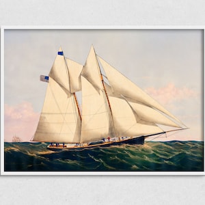 Vintage Sailboat Printable Art, Antique Nautical Sailing Digital Download