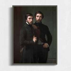 Geoffrey y George / Vintage Queer Art Print, Retrato de dos hombres pintura imprimible antigua, Dark Academia Impresiones de arte descargables