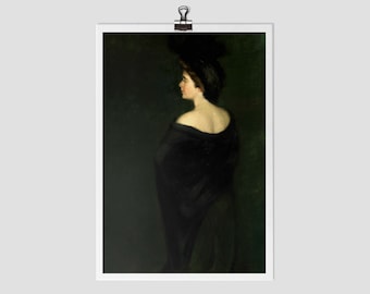 Vintage Gothic Woman Portrait Art Print: Spooky Wall Decor