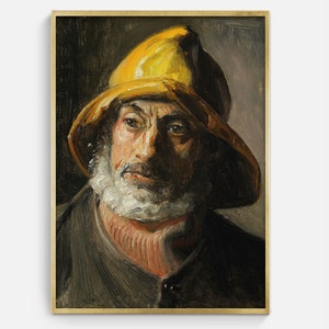 Vintage Printable Painting of Fisherman, Antique Mariner Portrait Digital Download