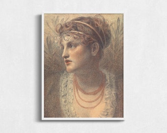 Printable Sketch of Bohemian Woman, Vintage Art Print of Woman