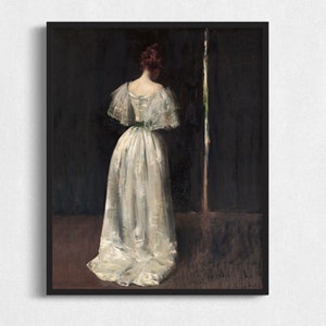 Vintage Printable Portrait, Moody Painting of woman in Shadow, Antique Wall Art