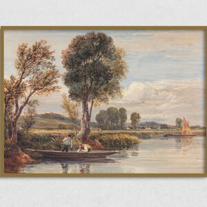 Printable Vintage Landscape Art Print, Vintage Landscape Painting, Country Home Decor
