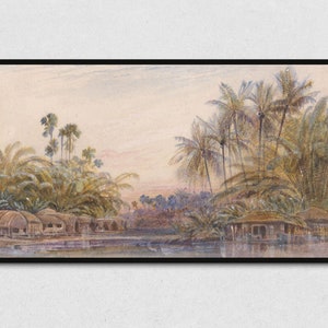 Arte de paisaje tropical Descargar Samsung Frame TV, Pintura de paisaje vintage Samsung The Frame TV