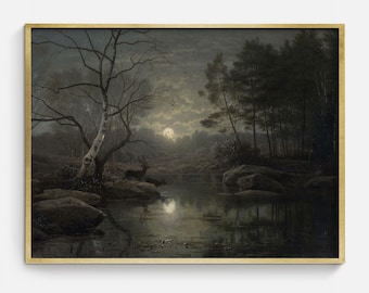 Full Moon Gothic Landscape Art | Spooky Halloween Print (Digital Download)