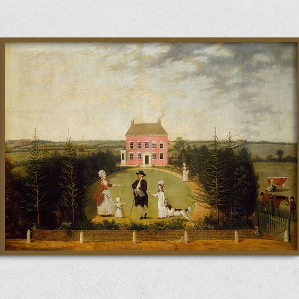 The Pink House | Surreal Vintage Landscape Artwork Digital Download Printable Wall Art Downloadable Antique Oil Painting Artwork