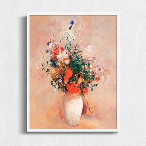 Floral Still Life Art Printable, Vintage Flower Wall Art Download