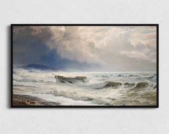 Vintage Seascape Painting: Nautical Samsung Frame TV Art (Digital Download)