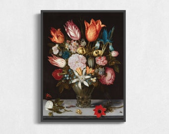 Naturaleza muerta floral vintage: Arte antiguo melancólico (Descarga digital)