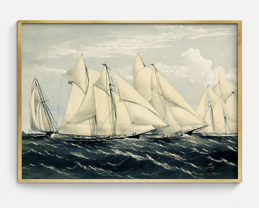 Printable Coastal Wall Art, Sailing Vintage Digital Art Download ...
