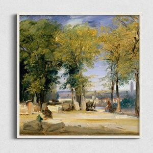 QUADRATIsches Vintage Landschaftsgemälde, Vintage Sommer Wandkunst