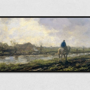 Vintage Landscape Art Samsung Frame TV, Antique Man on Horseback Painting Samsung The Frame TV
