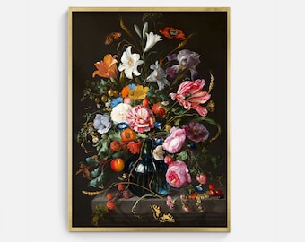 Vintage Floral Still Life Art Print: Antique Flower Painting (Digital Download)