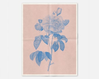 Rose Flower Art Print: Altered Vintage Newsprint Poster