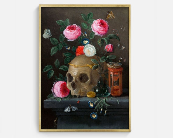 Skull and Roses Gothic Printable Wall Art (Digital Download)