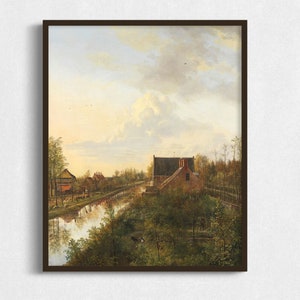 Vintage Vertical Landscape Painting Download, Digital Landscape Art Print
