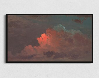 Samsung Frame TV Art: Vintage Clouds at Dusk Oil Painting (Digital Download)