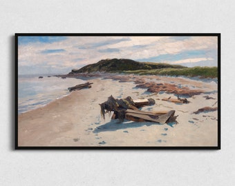 Vintage Beach Landscape Painting for Samsung Frame TV (Digital Download)