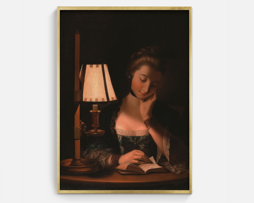 Moody Portrait of Woman Reading, Vintage Portrait Painting Download - Etsy
