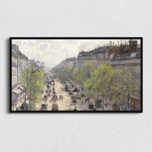 Samsung Frame TV Art | Paris Boulevard in Spring | Digital Vintage Spring in Paris France City Landscape Print Image for Television