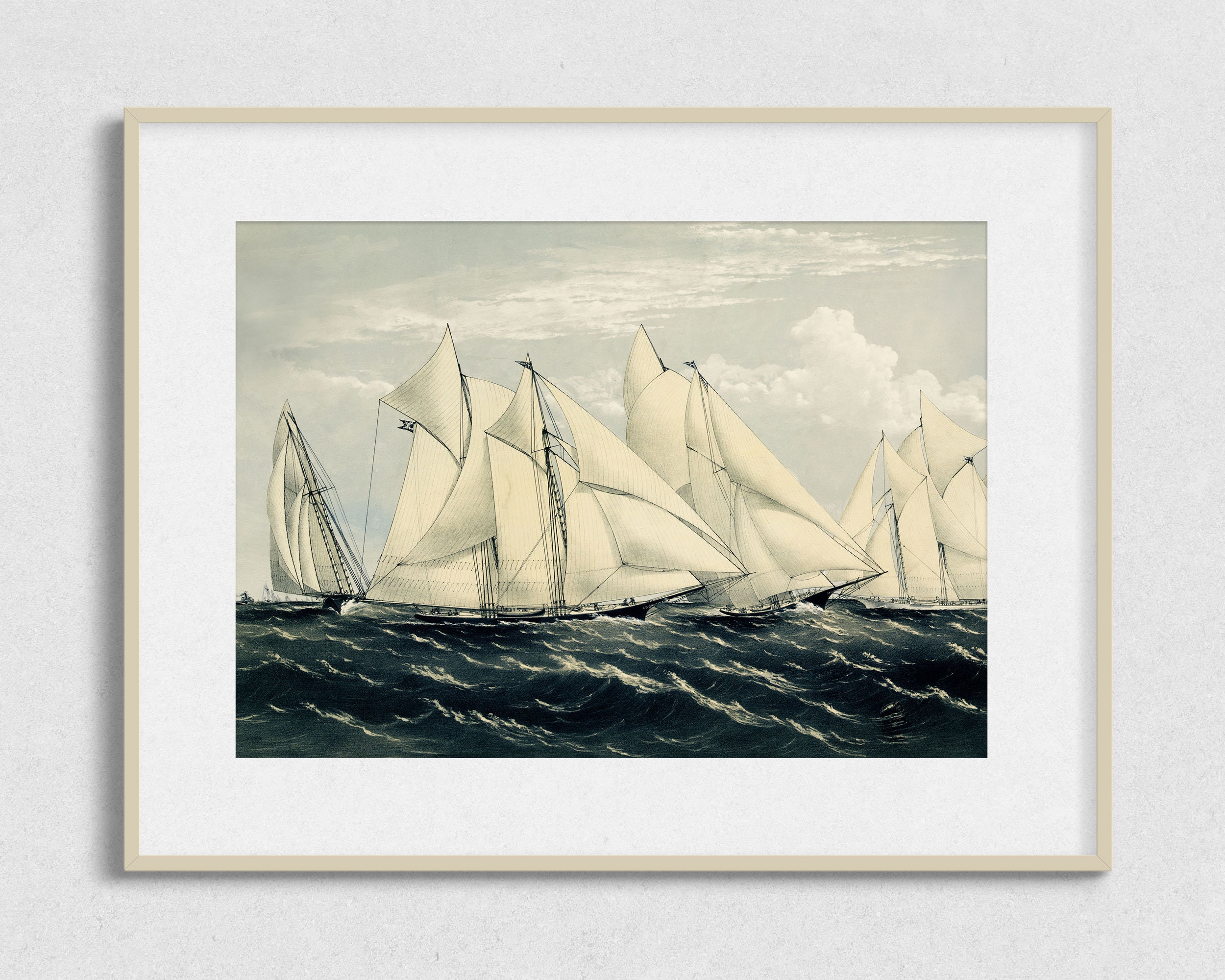 Printable Coastal Wall Art, Sailing Vintage Digital Art Download ...