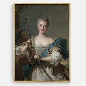 Rococo Portrait Oil Painting of Lady with Bow, Victorian Downloadable Artwork, Classic Portrait Wall Art