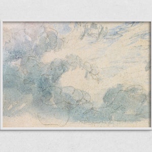 Abstract Cloud Watercolor Painting Printable, Digital Sky Painting Download