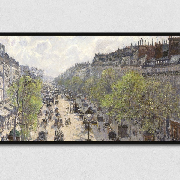 Samsung Frame TV Art | Paris Boulevard in Spring | Digital Vintage Spring in Paris France City Landscape Print Image for Television