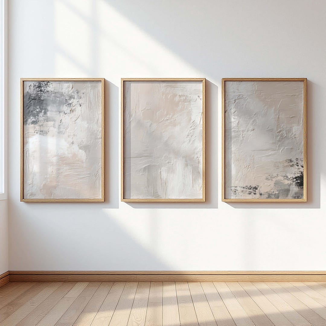 Neutral Beige Abstract Texture Triptych Printable Wall Art Set of 3 ...