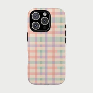 Gingham Phone Case: Soft Pastel Plaid In Peach, Mint & Lavender