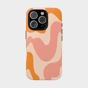 Abstract Wavy Phone Case: Retro Peach and Orange Pattern for iPhone & Samsung