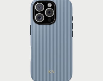 Personalized Blue Striped Phone Case, Custom Monogram iPhone & Samsung Case
