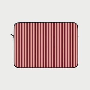 Funda para portátil a rayas burdeos | Funda para portátil a rayas verticales color rosa empolvado de 13, 14 y 15 pulgadas