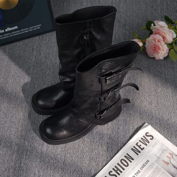 Handmade Black  Ankle Boots,Soft Side Zipper Shoes,Comfort Winter Footwear,Minimal Style Boots,Gift for Her Daily Wear