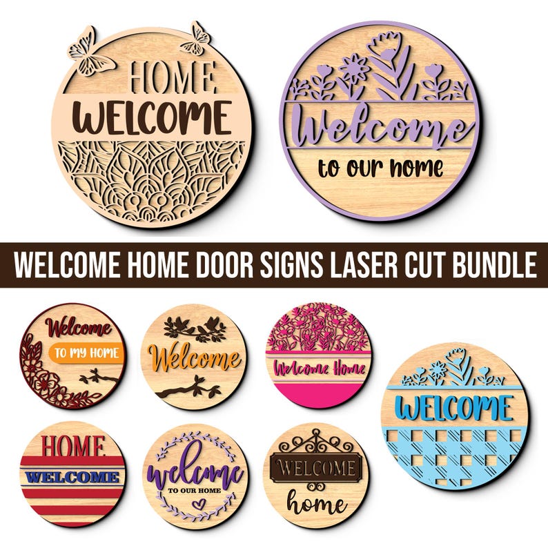 Welcome Door Sign SVG: Welcome Sign Svg, Welcome Flower Pattern Sign ...