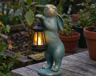 Solar Bunny Lantern Garden Statue – Waterproof Outdoor Rabbit Light Decor | Cute Yard, Patio & Pathway Accent