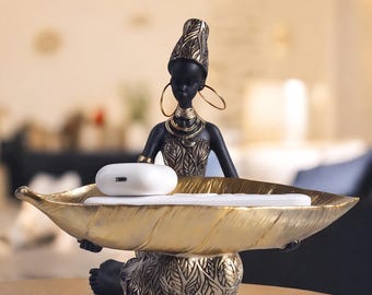 アフリカの彫刻 木彫り 妊娠中の女性の豊穣の像 彫刻 ヘアブレード 高