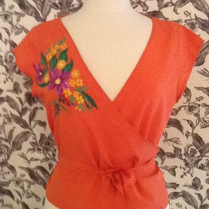 Stacey: Tangerine Wrap Top