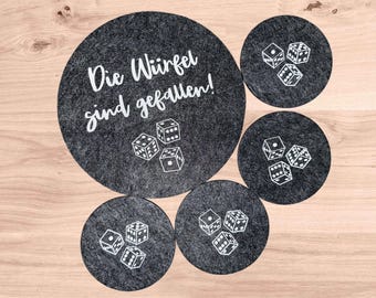 Würfelunterlage aus Filz personalisiert I Dice Troy Wunschtext I Spieleabend I Geschenk Brettspiel I Würfelteller I Würfelmatte I Camping
