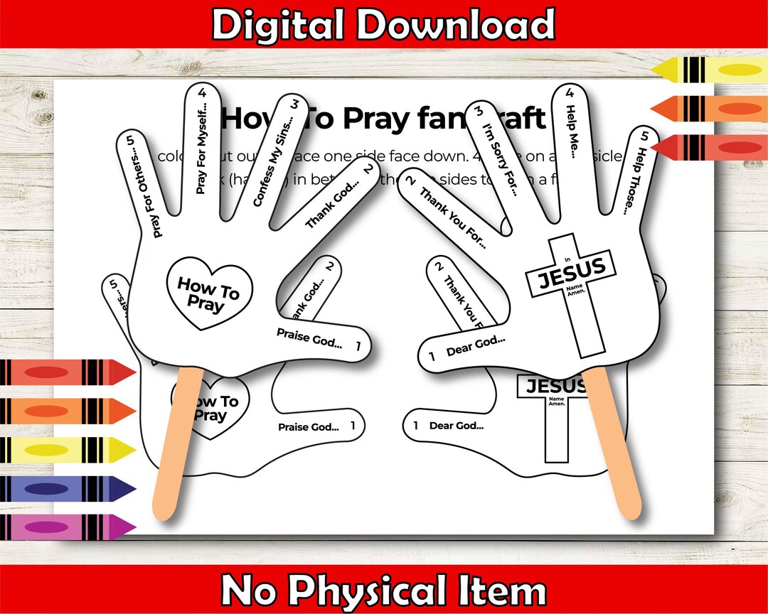 5 Finger Prayer Craft | Kids Bible Lesson, Sunday School (PDF Pattern ...