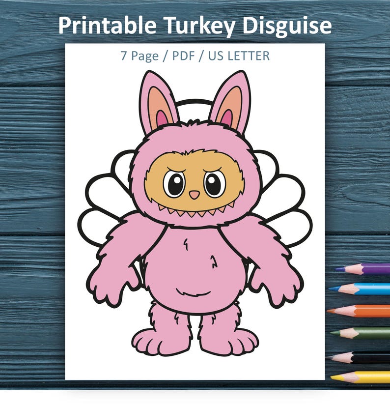 Pink Monster Turkey Disguise Kit, Thanksgiving Craft (digital Download ...